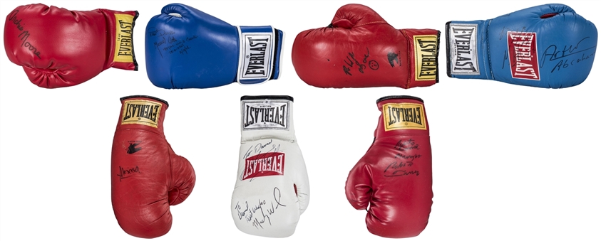 Lot of (7) Boxing Greats Signed Boxing Gloves (Beckett & JSA)